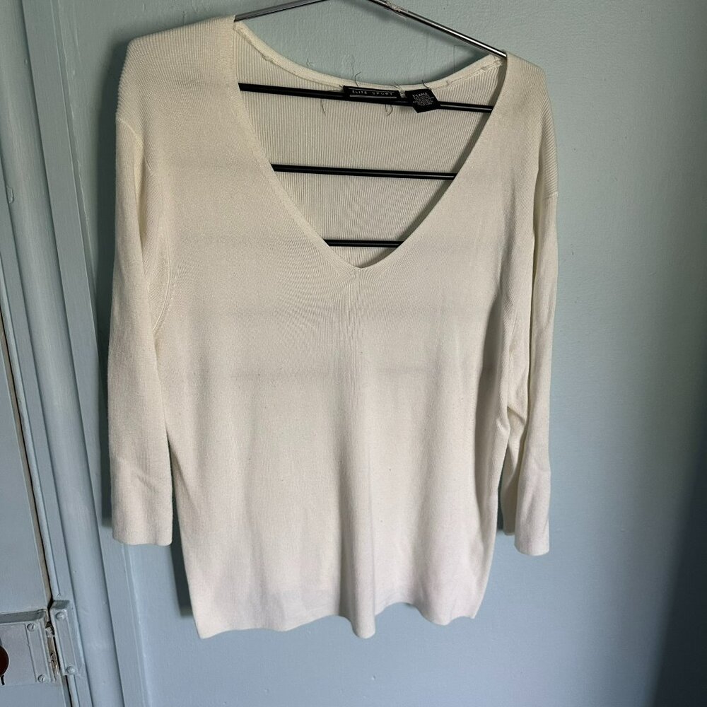 V Neck Elite Sport XL White Top